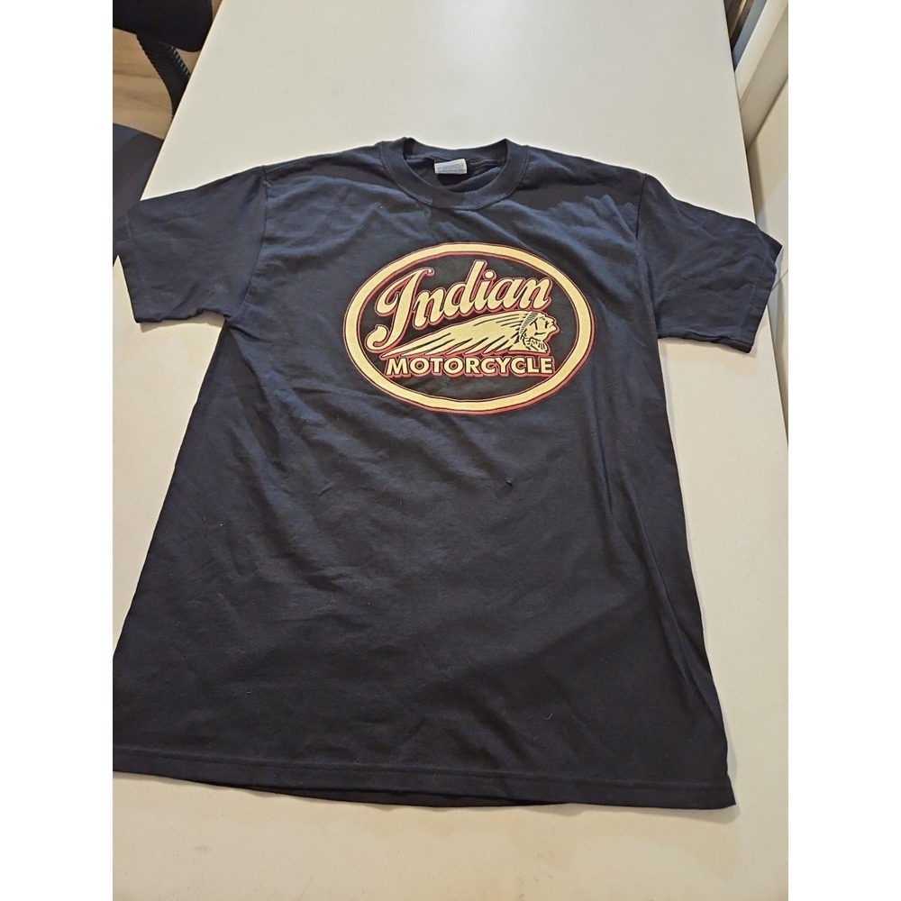 Indian Motorcycle Shirt Adult Medium 38-40 Black Graphic T-Shirt 90s Y2k (A1171)